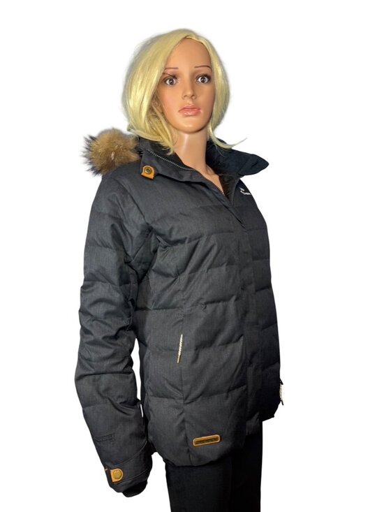Eider Jackets & Blazers - Eider Shibuya 2.0 Insulated Down Jacket Women's 10 Charcoal Gray Black Real Fur